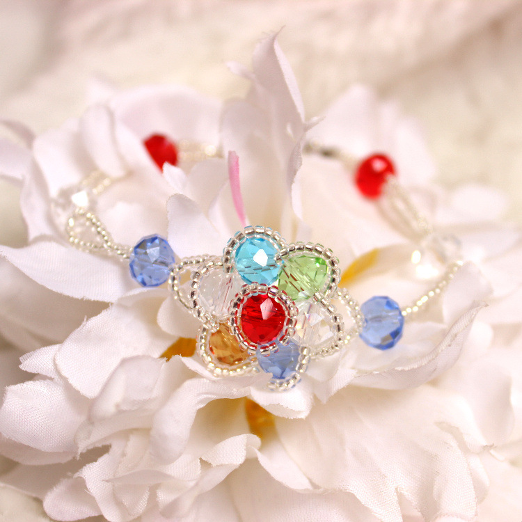 韓版大花朵水晶手鏈 DIY水晶手工串珠手鏈廠傢直銷【玫瑰花手鏈工廠,批發,進口,代購