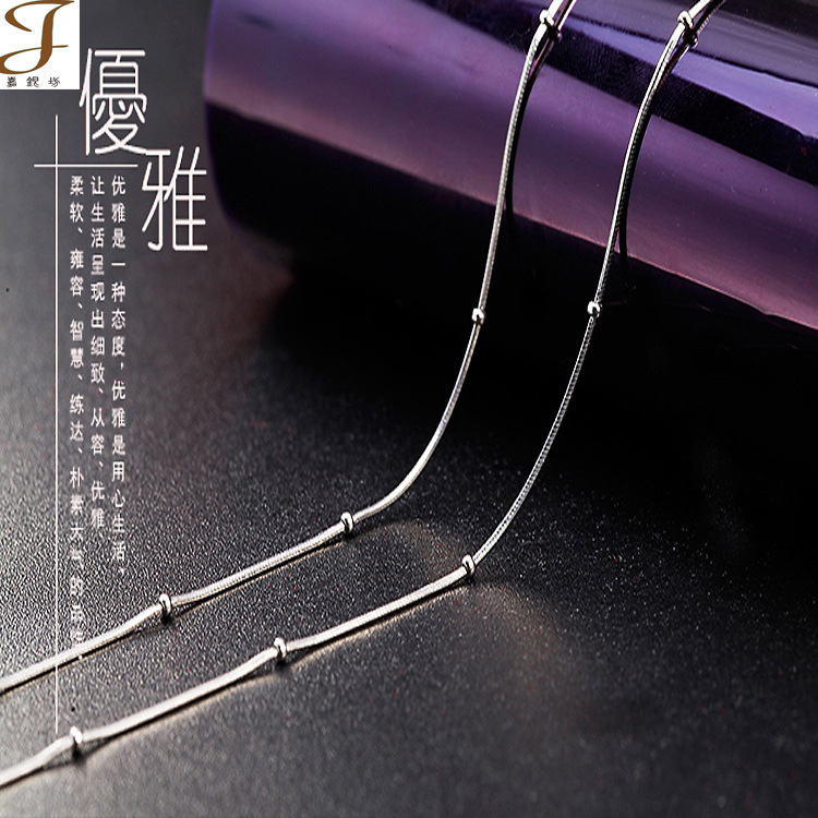 s925純銀項鏈銀飾鎖骨鏈925銀項鏈時尚熱銷款八角蛇間珠純銀項鏈工廠,批發,進口,代購