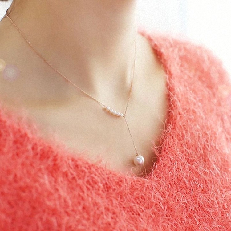2015韓版甜美珍珠項鏈女 長款鎖骨細鏈 時尚配飾批發・進口・工廠・代買・代購