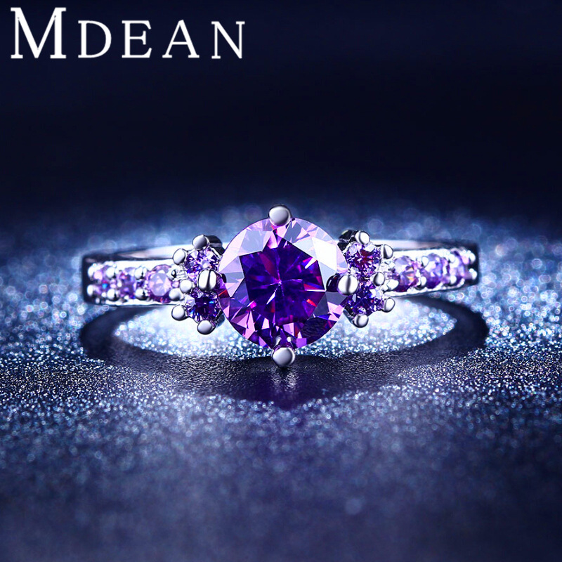 MDEAN 速賣通熱賣首飾 鍍白金潮流戒指 高品質紫色鋯石飾品MSR199批發・進口・工廠・代買・代購