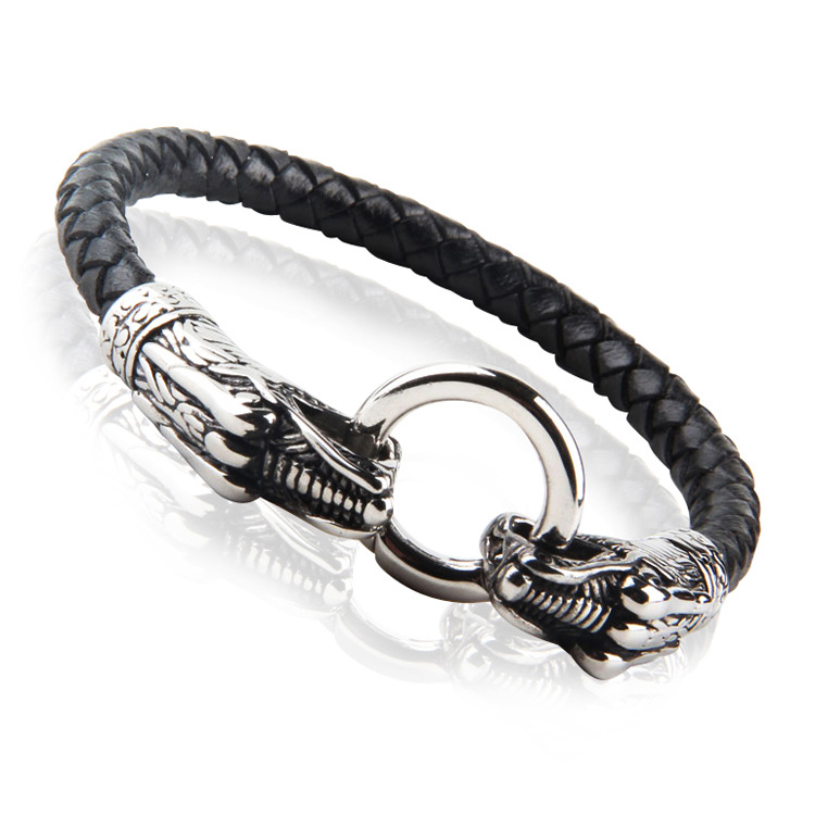 秒殺歐美原單飾品 別致精鋼扣頭 新年精美禮品 男士皮手鐲工廠,批發,進口,代購