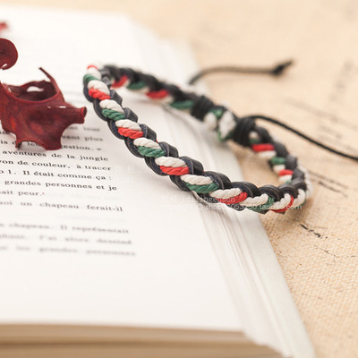 聖誕氣質 紅綠白皮編織手繩/男女士配飾手鏈 編織線腕帶潮流手帶工廠,批發,進口,代購