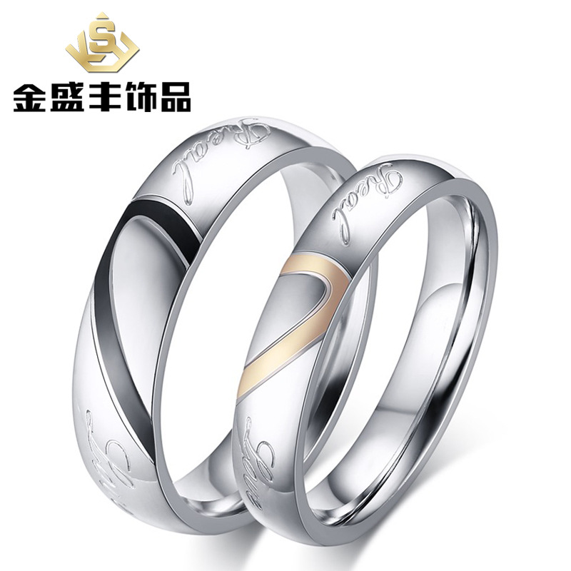 廠傢供應 韓版鈦鋼愛心形情侶對戒 創意情侶戒指 現貨批發 CR-001工廠,批發,進口,代購