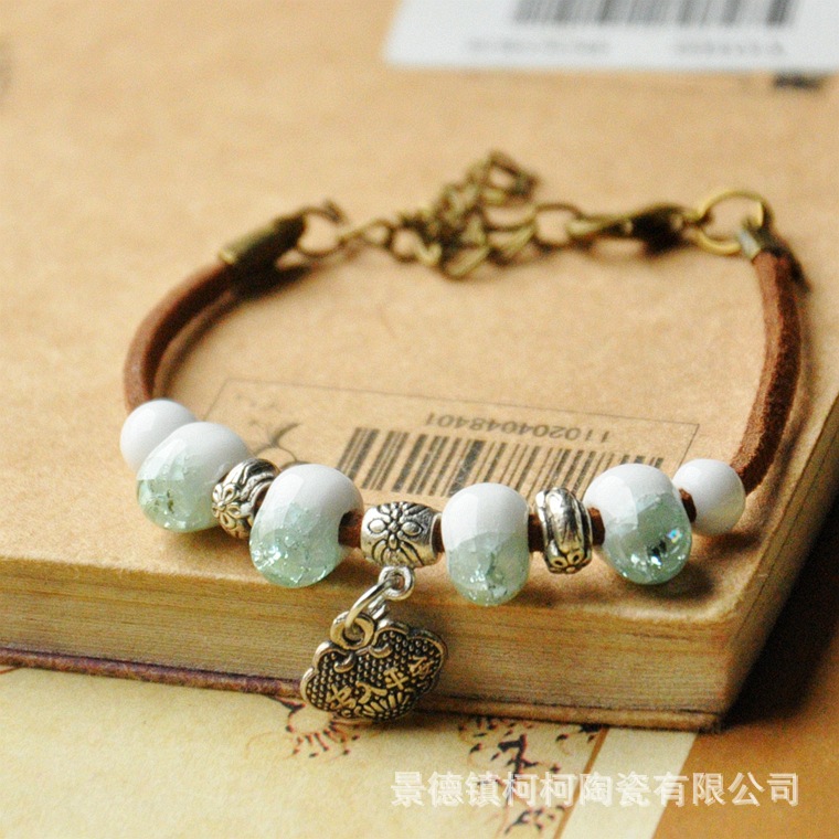 景德鎮陶瓷飾品 流行首飾 女款手鏈 民族風 純手工編織可調節工廠,批發,進口,代購