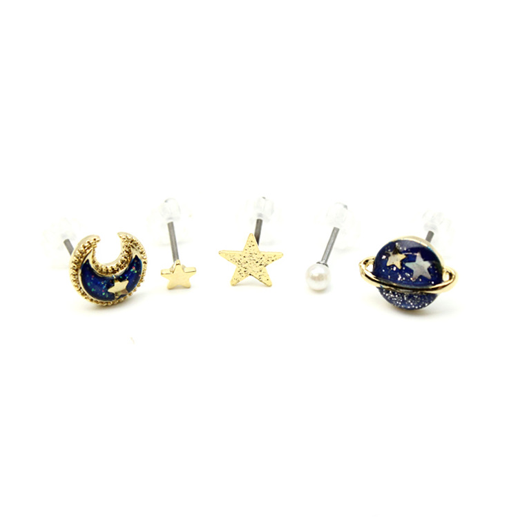 歐美外貿飾品廠傢批發日本宇宙星球月亮星星珍珠耳釘耳環A-1068批發・進口・工廠・代買・代購