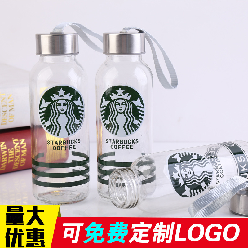 批發300ml星巴克玻璃杯便捷創意提繩水杯隨手杯子泡茶杯定製logo工廠,批發,進口,代購