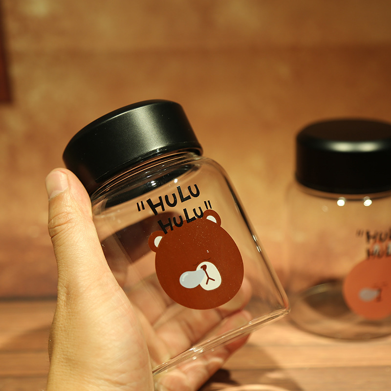 韓國可愛HULU小熊小兔玻璃杯 學生情侶便攜式水杯 隨手杯定製工廠,批發,進口,代購