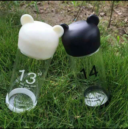創意1314情侶玻璃杯便攜透明水杯卡通玻璃杯耐高溫貓頭單層水杯批發・進口・工廠・代買・代購