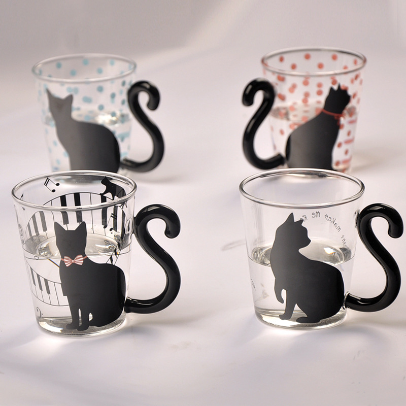 mxmade可愛貓玻璃水杯純手工耐熱玻璃茶杯創意玻璃杯子工廠,批發,進口,代購