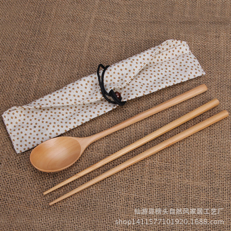 餐具套裝日式創意荷木22CM筷子勺子 天然木質便攜 環保戶外用品工廠,批發,進口,代購