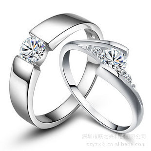 品牌正品925純銀戒指 情侶戒指 結婚戒指  純銀白金鉆戒 開口戒指批發・進口・工廠・代買・代購