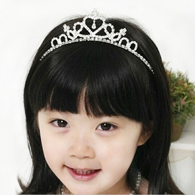 韓國進口新款韓版 心形水鉆兒童發箍 皇冠 時尚百搭頭飾批發・進口・工廠・代買・代購