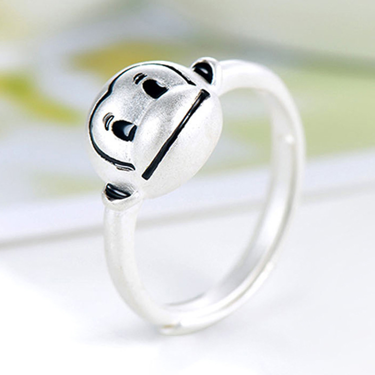 S925純銀個性笑臉猴戒指 韓版簡約情侶戒指 時尚高檔飾品批發・進口・工廠・代買・代購