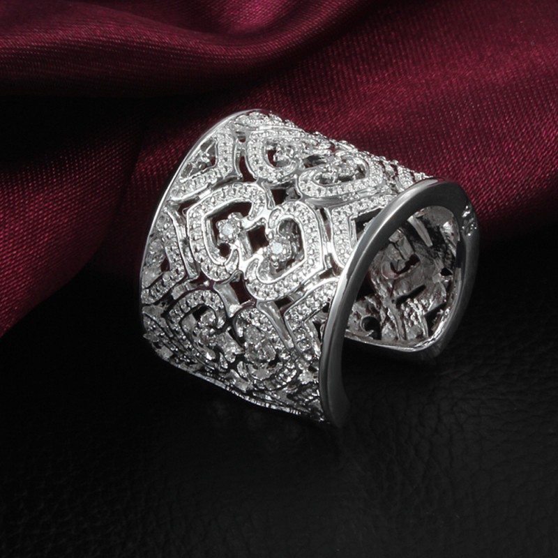 外貿廠傢直銷Jmiya品牌歐美潮流飾品女士多心鑲鉆戒指鍍925銀手飾批發・進口・工廠・代買・代購