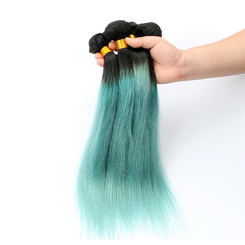 工廠價批發Ombre Hair Straight 1B/Green綠色漸變真人假發發簾工廠,批發,進口,代購