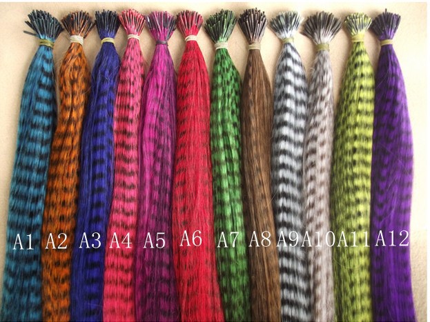 2015掌櫃推薦feather hair外貿熱銷條紋棒棒化纖羽毛接發13色任選工廠,批發,進口,代購