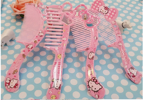 HELLO KITTY凱蒂貓可愛卡通塑料梳子粉色梳子化妝梳圖案隨機批發・進口・工廠・代買・代購