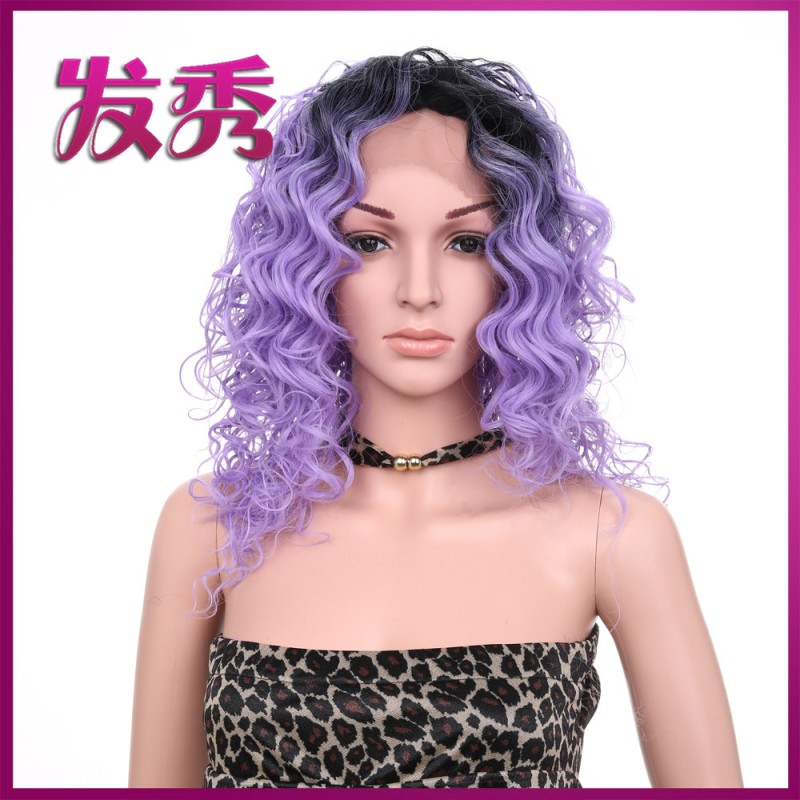 前蕾絲假發化纖頭套 時尚中分劉海假髪 synthetic lace front wig工廠,批發,進口,代購