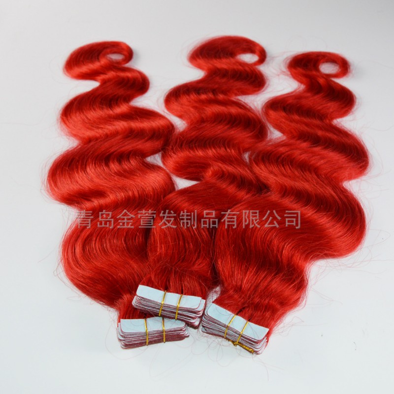 真人假發pu發red 接發膠片發紅色 tape in hair extensions 巴西工廠,批發,進口,代購