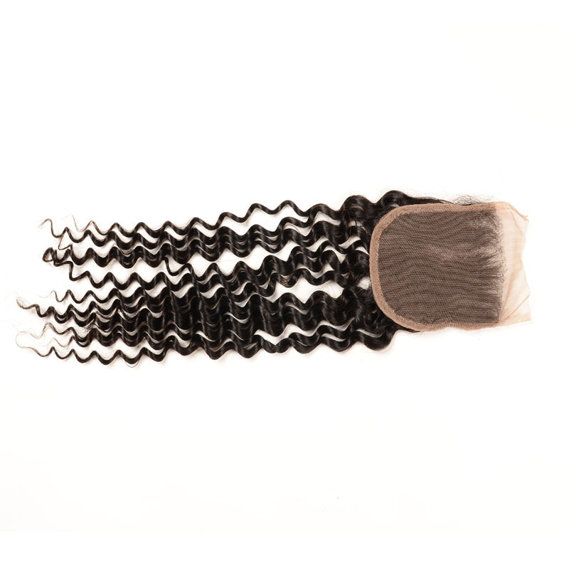 wholesale price 100% human hair 4*4 Lace closure deep curly工廠,批發,進口,代購