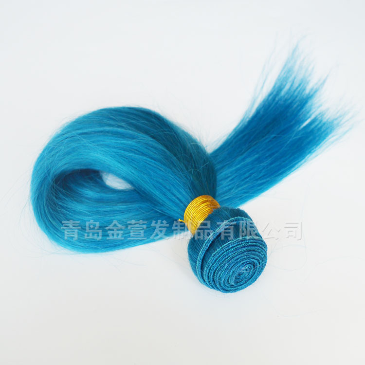 藍色 blue100%human hair hair weft順滑直發 造型多變 大量現貨工廠,批發,進口,代購