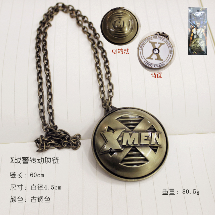 x-man 歐美熱銷 電影周邊 X戰警 創意轉動項鏈鑰匙扣 現貨批發工廠,批發,進口,代購