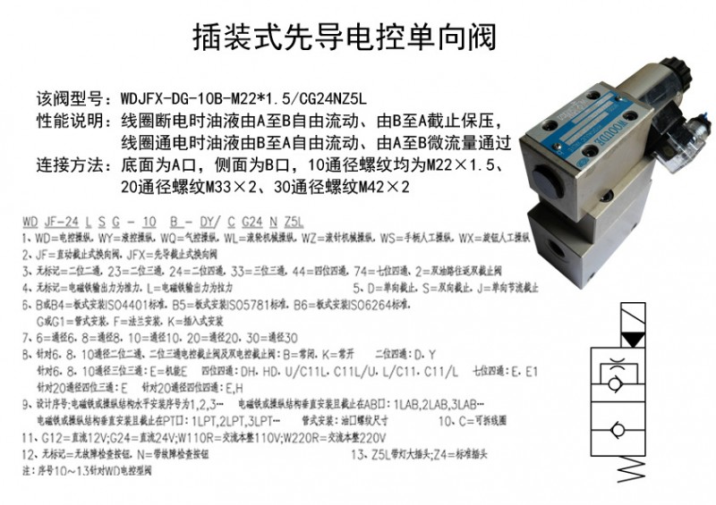 WDJFX-DG-10B/CG24NZ5L先導式電磁單向閥工廠,批發,進口,代購