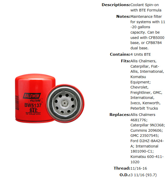 寶德威BALDWIN BW5137冷卻液濾芯 適用於卡特 6004111191工廠,批發,進口,代購