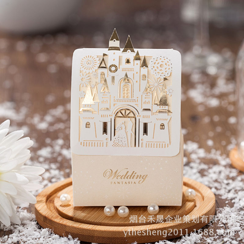 2015唯思美 歐式教堂結婚喜糖盒子 米色創意 個性婚慶糖盒 CB5093批發・進口・工廠・代買・代購
