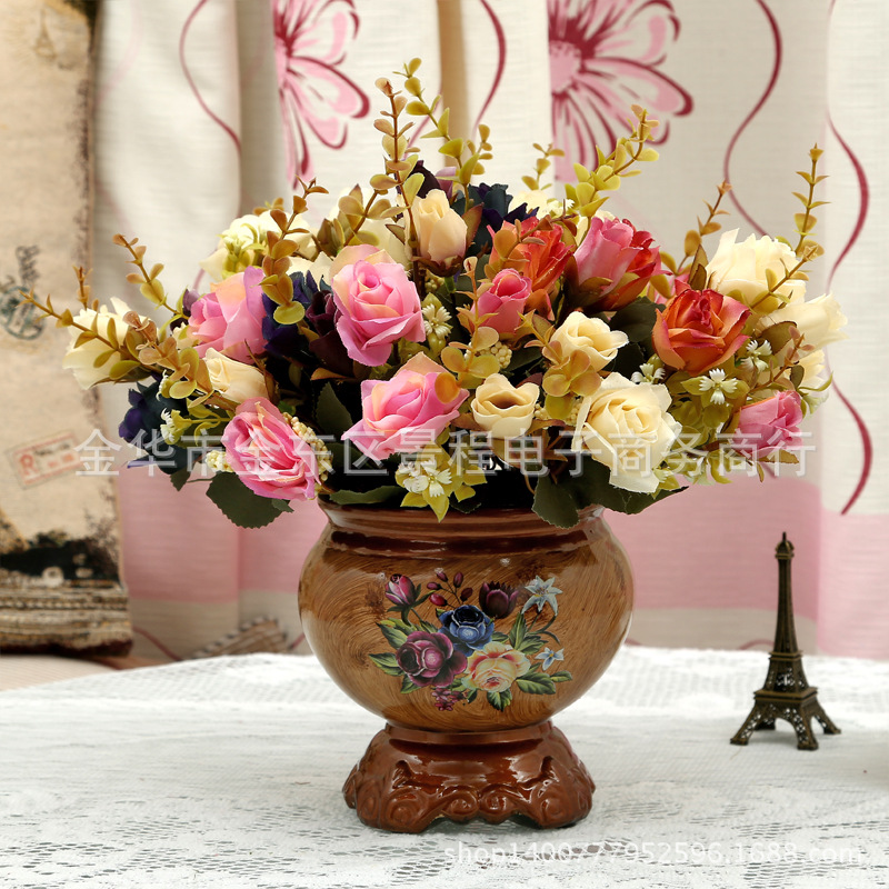 歐式傢居裝飾手工藝品 仿真花藝 客廳擺放擺件花卉花瓶插花 批發批發・進口・工廠・代買・代購