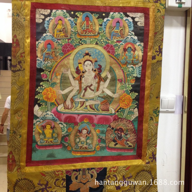 藏傳佛教用品尼泊爾手繪唐卡六臂白度母批發・進口・工廠・代買・代購