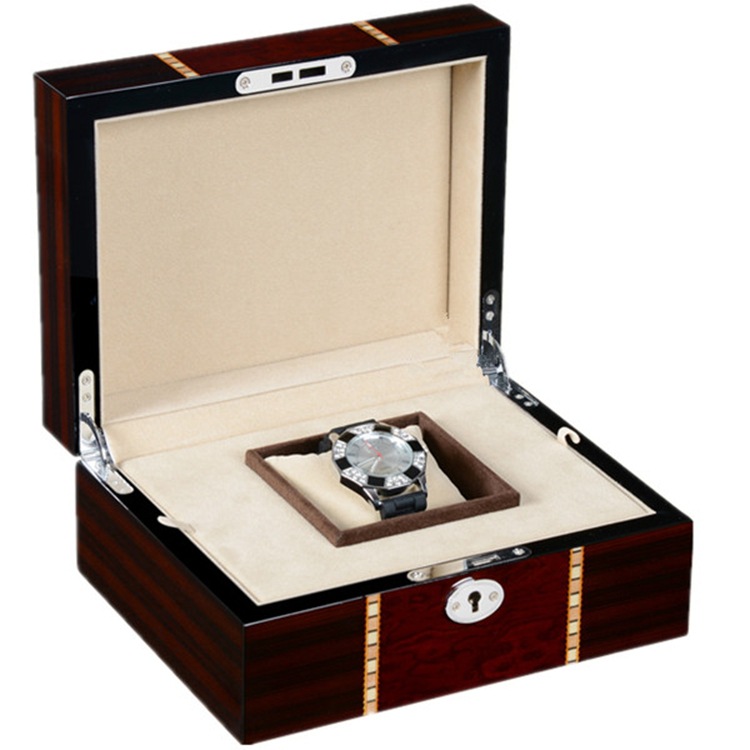 供應高檔首飾手錶盒子定製 廠傢生產油漆木質長方形翻蓋手錶盒工廠,批發,進口,代購