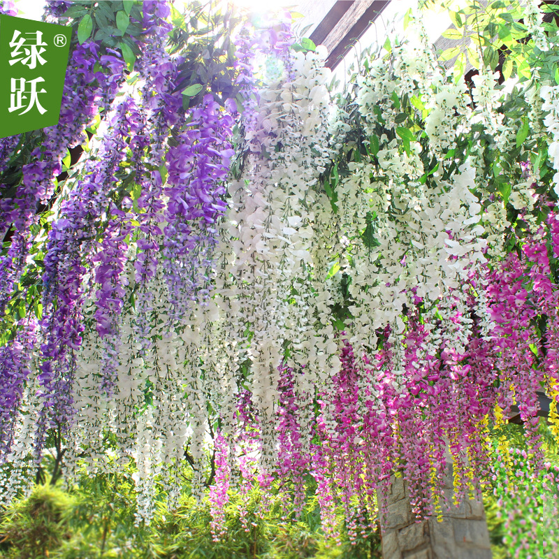 仿真花紫藤花婚慶裝飾仿真植物藤蔓藤條絹花壁掛批發豆掛花工廠,批發,進口,代購