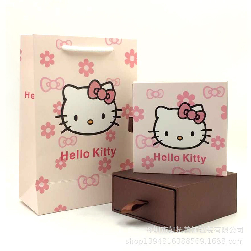 hello kitty吊墜盒項鏈盒子批發 KT貓原裝首飾盒凱蒂貓首飾包裝工廠,批發,進口,代購