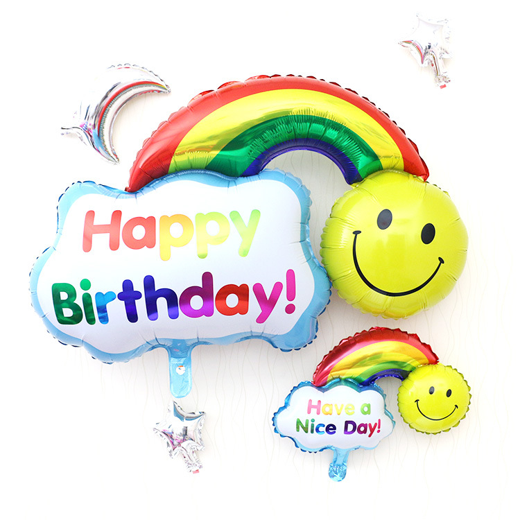熱賣笑臉彩虹氣球新款可愛鋁膜氣球彩虹生日房間裝飾兒童氣球批發批發・進口・工廠・代買・代購