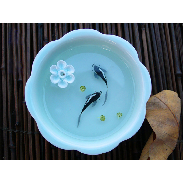 新款小號3D立體魚青瓷香爐香插香盤香座景德鎮陶瓷創意擺件批發批發・進口・工廠・代買・代購