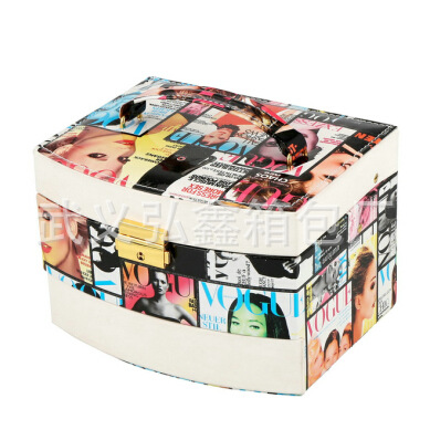 首飾盒大扇形韓國公主絨佈皮質首飾盒雙層飾品收納盒珠寶耳釘盒批發・進口・工廠・代買・代購