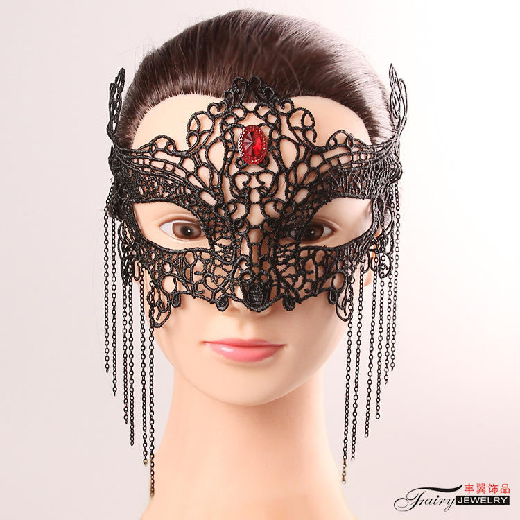 歐美時尚半臉性感眼罩黑色蕾絲狐貍麵具誇張舞會頭飾品批發MJ012批發・進口・工廠・代買・代購