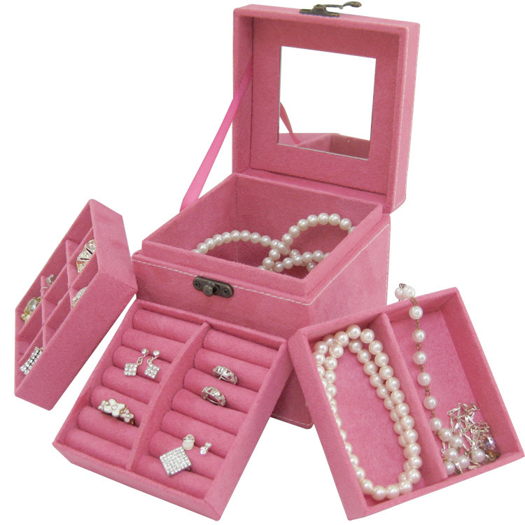 絨佈三內盤 首飾盒 珠寶首飾收納盒 歐式公主 禮品禮物 節日禮物批發・進口・工廠・代買・代購