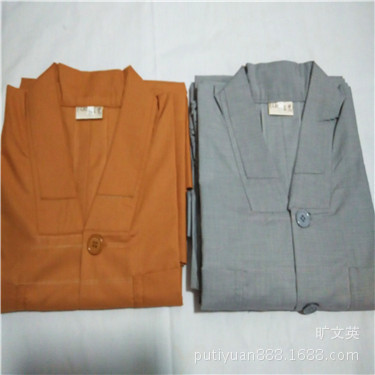 紐扣短褂 佛短褂（黃 灰色）正覺服飾 僧服工廠,批發,進口,代購