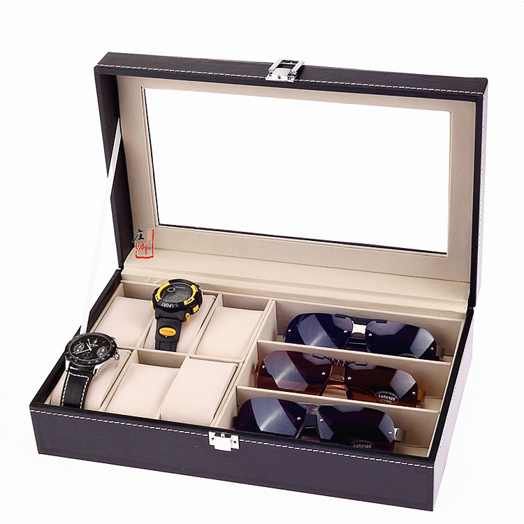 木質眼鏡盒手錶盒 PU多功能眼鏡展示盒手錶收納盒 二合一展示道具工廠,批發,進口,代購