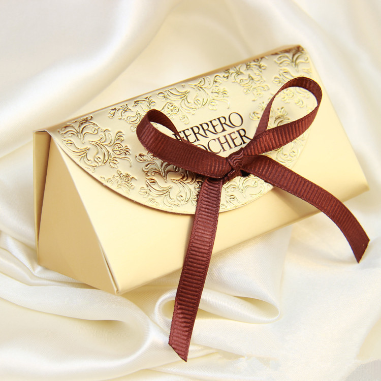 婚慶喜糖盒子創意糖盒禮盒結婚糖袋 2粒費列羅盒裝金色經典禮盒袋工廠,批發,進口,代購