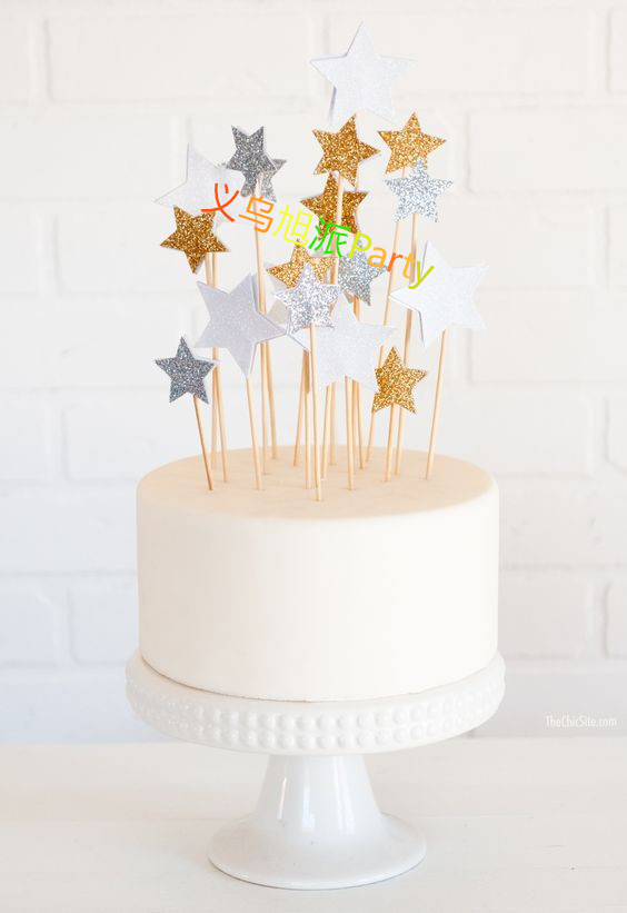星星烘焙蛋糕插牌 婚禮甜品臺裝飾牌 生日蛋糕裝飾用品 6個/OPP批發・進口・工廠・代買・代購