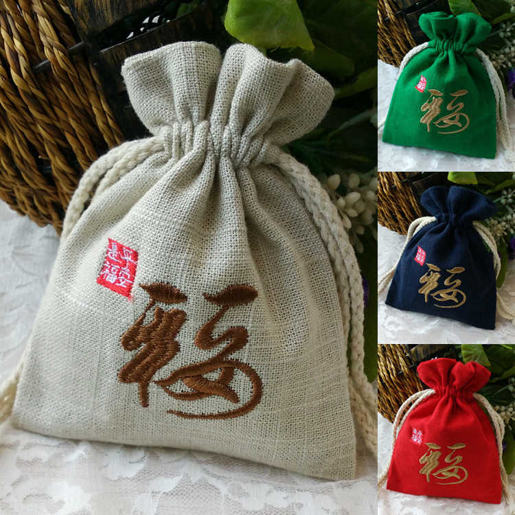 新品高端刺繡福字創意平安是福文玩袋佛珠手串把件盤玩保養收納袋批發・進口・工廠・代買・代購