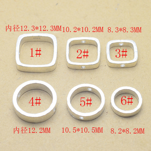 s925純銀圓圈光麵隔珠 DIY配件素銀方形 立體圓形大孔隔珠 配珠工廠,批發,進口,代購