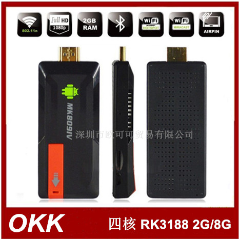 四核 RK3188 MK809IV 安卓4.4.2 網絡高清播放器 2G+8G 帶藍牙工廠,批發,進口,代購