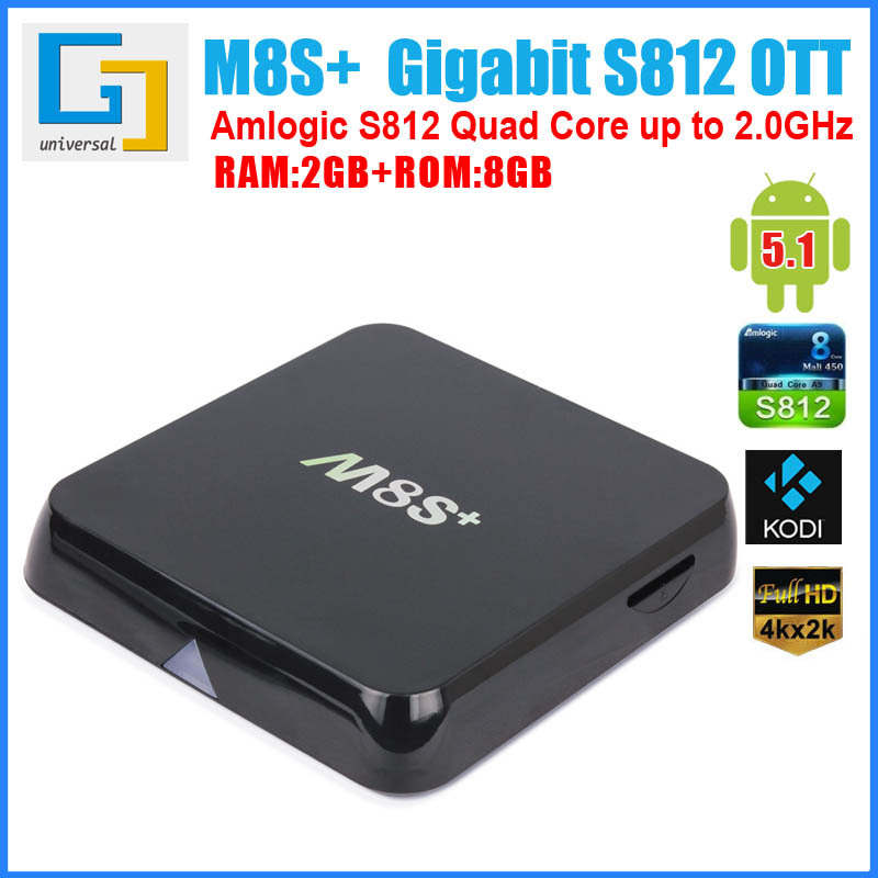 新款 M8S+ TV BOX 安卓無線機頂盒 播放器 晶晨S812 2G/8G KODI工廠,批發,進口,代購