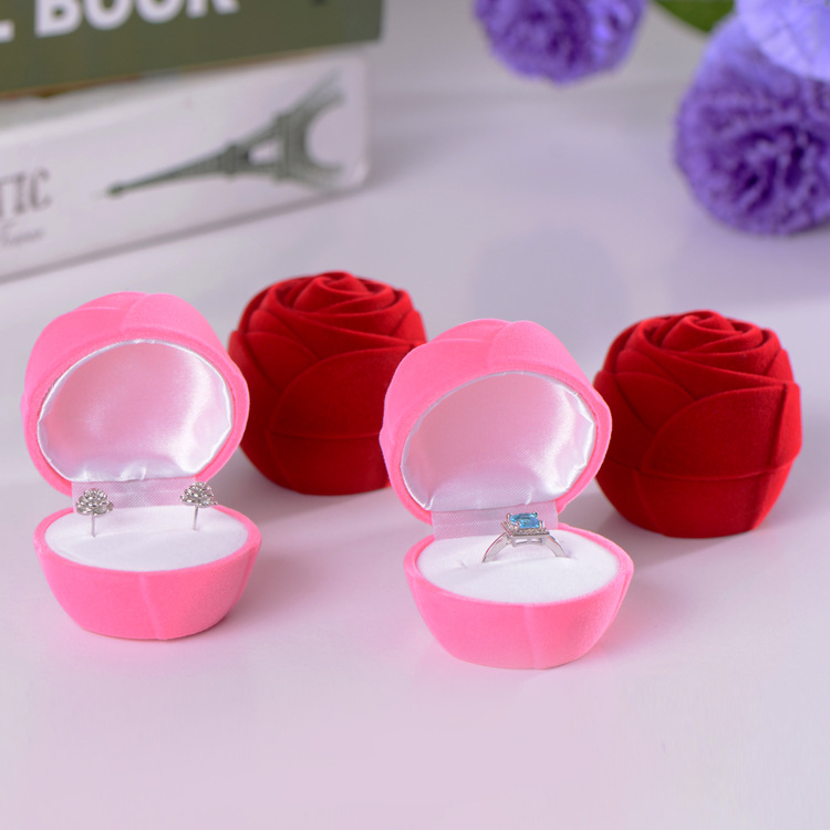 歐式情人節禮物盒 玫瑰花戒指盒 紅色粉色飾品盒 個性求愛首飾盒批發・進口・工廠・代買・代購