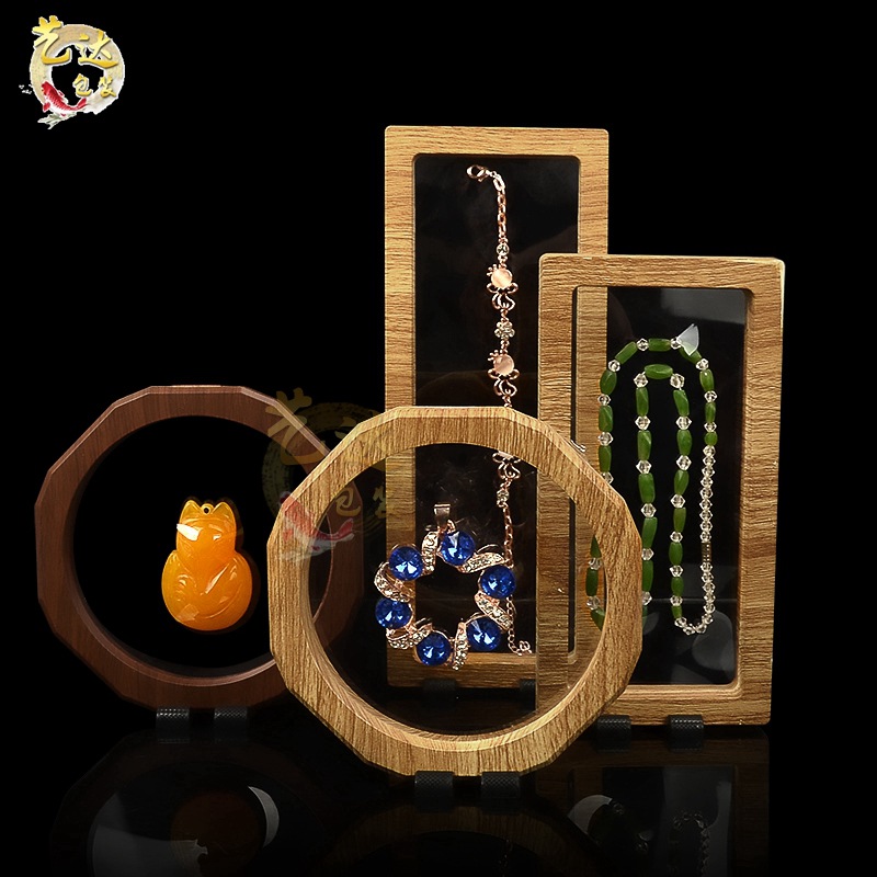 仿木首飾架透明展示盒亞克力展示架項鏈架玉器珠寶展示道具批發工廠,批發,進口,代購