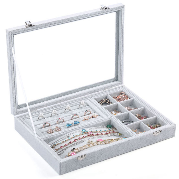 高檔冰花絨耳釘首飾盒歐式韓國公主耳環手飾品珠寶首飾珠寶箱工廠,批發,進口,代購